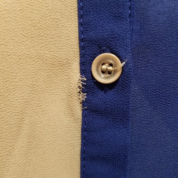 Honey Punch top Medium colorblock button up down sheer side split HT2592 - Picture 9 of 12